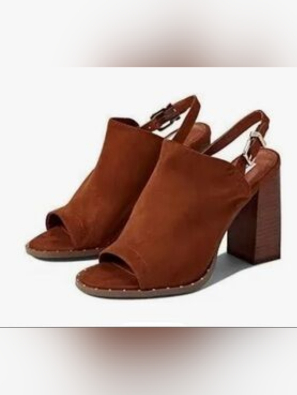 New Steve Madden Interrupt Women's Block Heel Slingback Sandal - Cognac Size 8